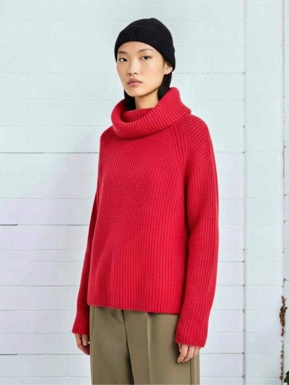 Marc Cain Women’s Fuchsia Ribbed Knit Wool & Alpaca Blend Sweater Size US Large